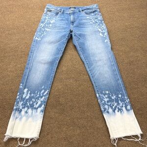 Polo Ralph Lauren The Tompkins Mid Rise Skinny Paint Splatter Jeans Size 30r